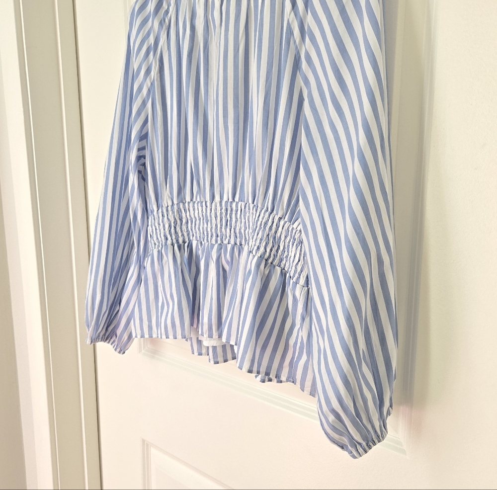 NWT J.Crew V-Neck Smocked Waist Striped Top Sz S - Picture 11 of 14
